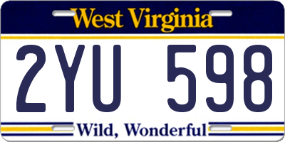 WV license plate 2YU598