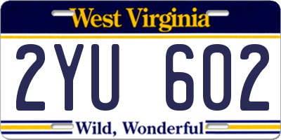 WV license plate 2YU602
