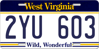 WV license plate 2YU603