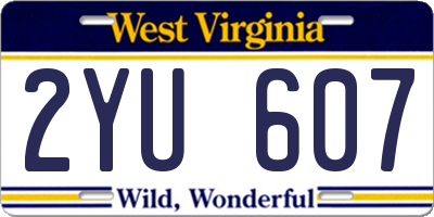 WV license plate 2YU607