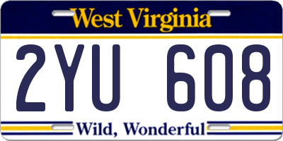 WV license plate 2YU608
