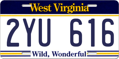 WV license plate 2YU616