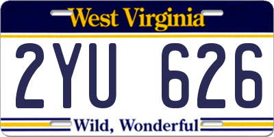 WV license plate 2YU626