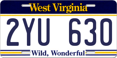 WV license plate 2YU630