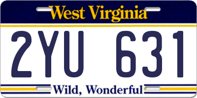 WV license plate 2YU631