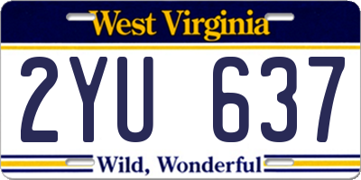 WV license plate 2YU637