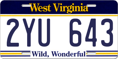 WV license plate 2YU643