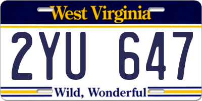 WV license plate 2YU647
