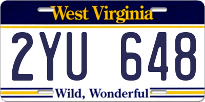 WV license plate 2YU648