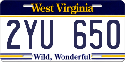 WV license plate 2YU650