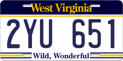 WV license plate 2YU651
