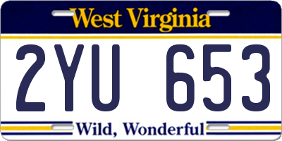 WV license plate 2YU653