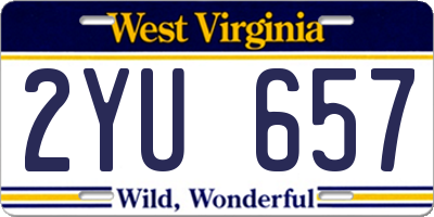 WV license plate 2YU657