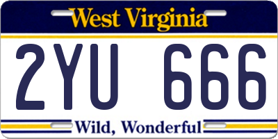 WV license plate 2YU666