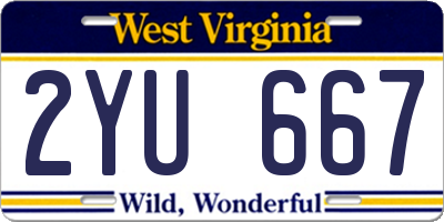 WV license plate 2YU667