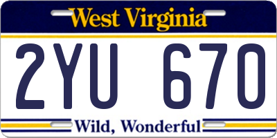 WV license plate 2YU670