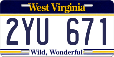 WV license plate 2YU671