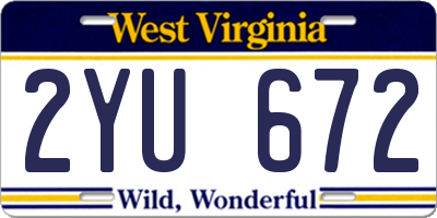 WV license plate 2YU672