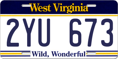 WV license plate 2YU673