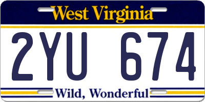 WV license plate 2YU674