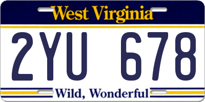 WV license plate 2YU678