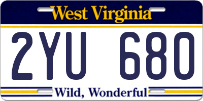 WV license plate 2YU680