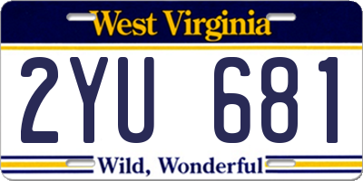 WV license plate 2YU681