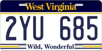 WV license plate 2YU685