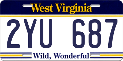 WV license plate 2YU687