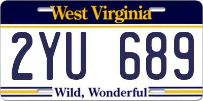 WV license plate 2YU689