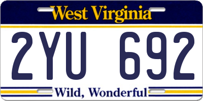 WV license plate 2YU692