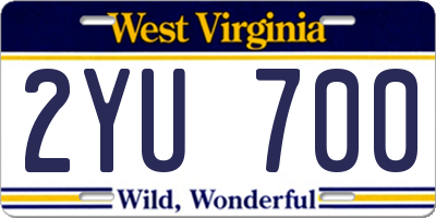 WV license plate 2YU700