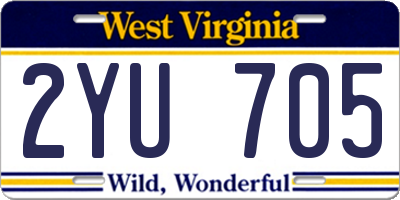 WV license plate 2YU705