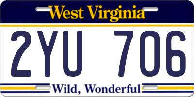 WV license plate 2YU706