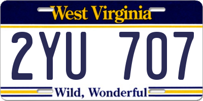 WV license plate 2YU707