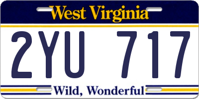 WV license plate 2YU717