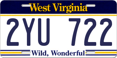 WV license plate 2YU722