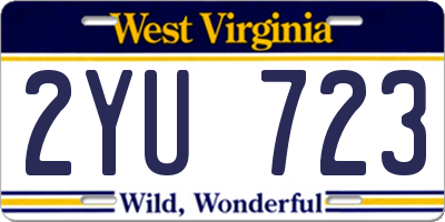 WV license plate 2YU723