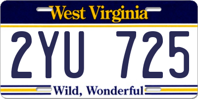 WV license plate 2YU725