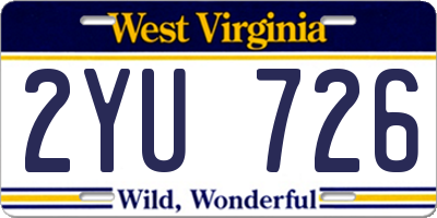WV license plate 2YU726