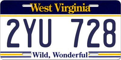 WV license plate 2YU728