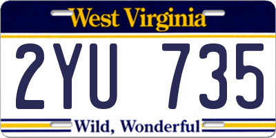 WV license plate 2YU735