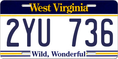 WV license plate 2YU736