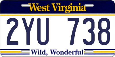 WV license plate 2YU738