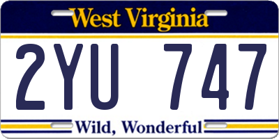 WV license plate 2YU747
