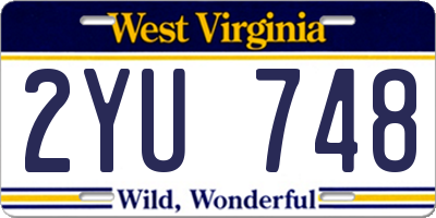 WV license plate 2YU748