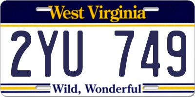 WV license plate 2YU749