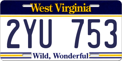 WV license plate 2YU753
