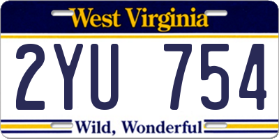 WV license plate 2YU754