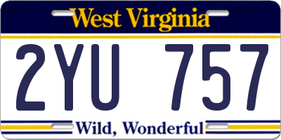 WV license plate 2YU757